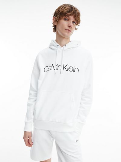 Calvin Klein Ruhák HU675415 | Calvin Klein Organic Cotton Logo Férfi Kapucnis Pulóver Fehér